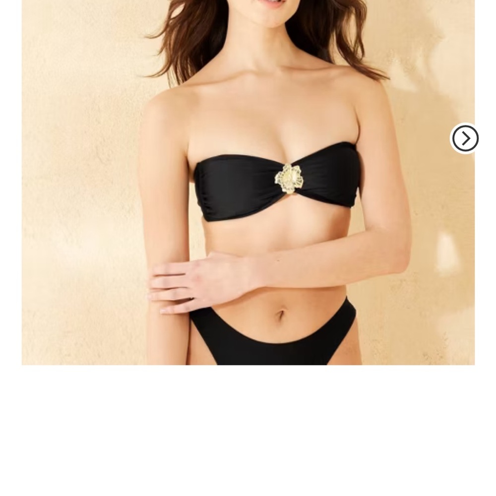 Black Strapless Bikini Top with Gold Accent